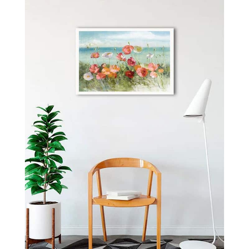 Coastal Poppies Light Framed Poster - 24 x 36 Inch - White