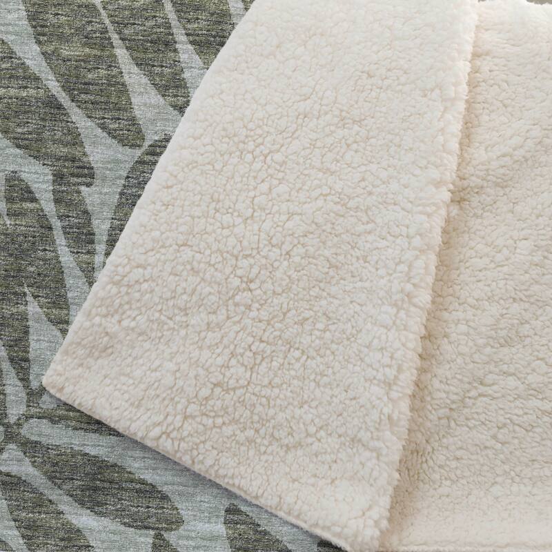 Premium Machine Washable ASB111 Floral Palms Sherpa Throw Blanket
