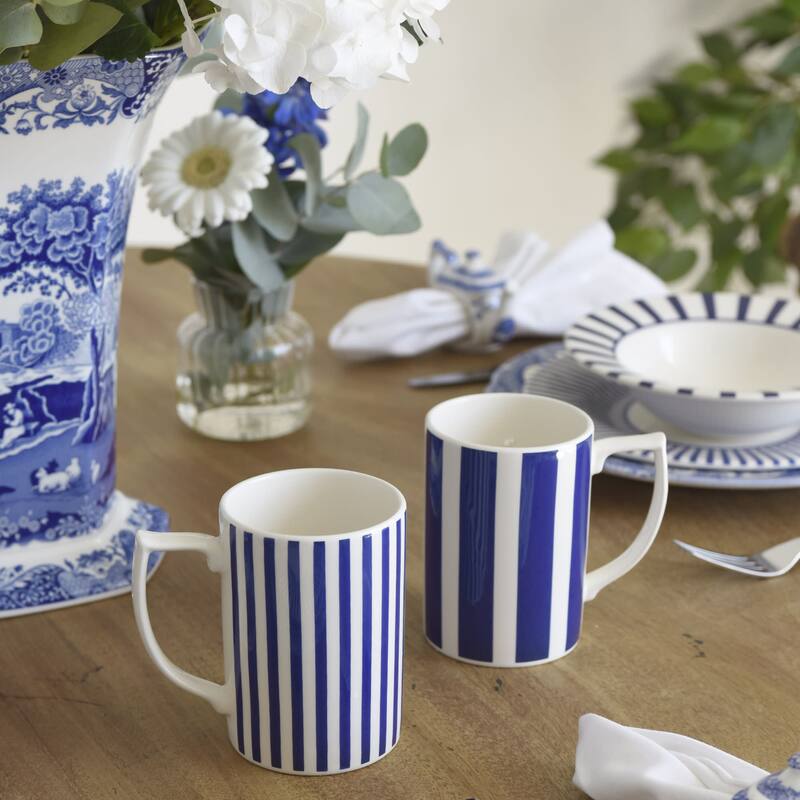 Spode Set of 4 Steccato Stripe Mugs - 12 oz
