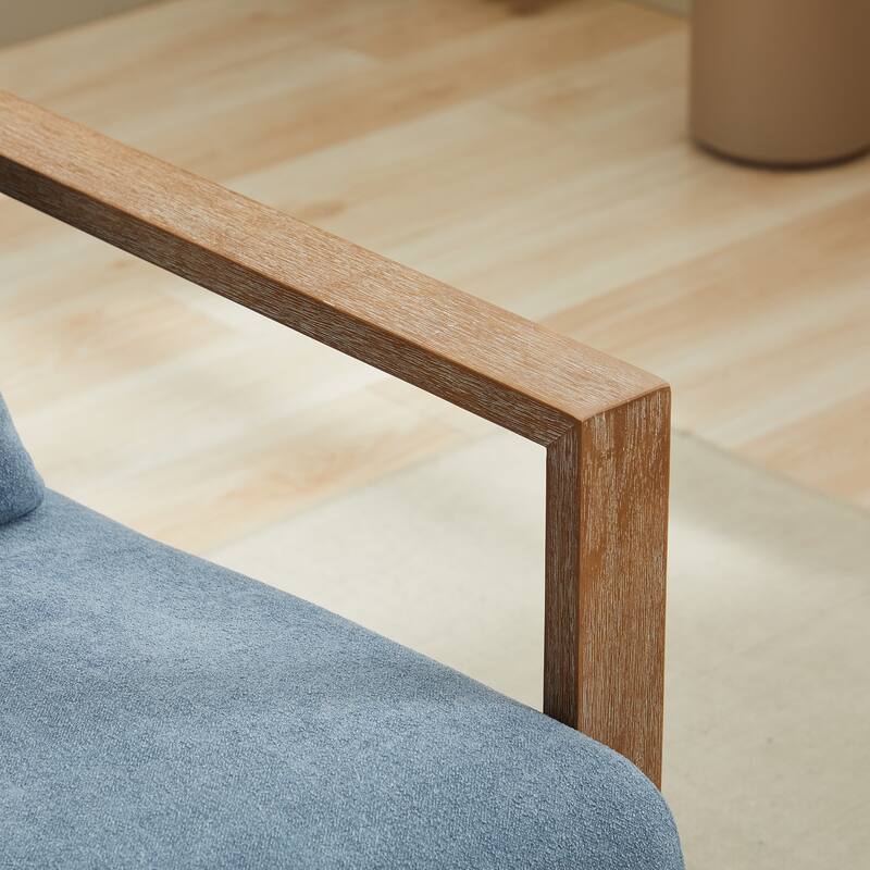 Roomfitters 30.3" Modern Swivel Accent Chair, Open-Frame Solid Wood Arms & 360° Rotation