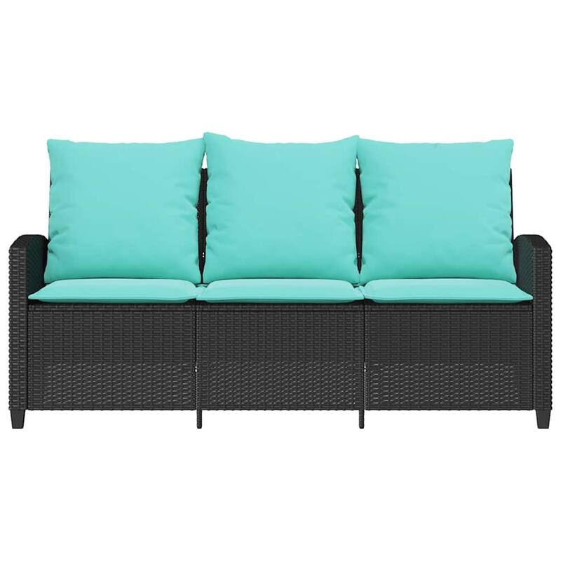 vidaXL Patio Sofa with Cushions 2-Seater Modular Couch Loveseat Poly Rattan - 24.4 x 51.6 x 27.2 in