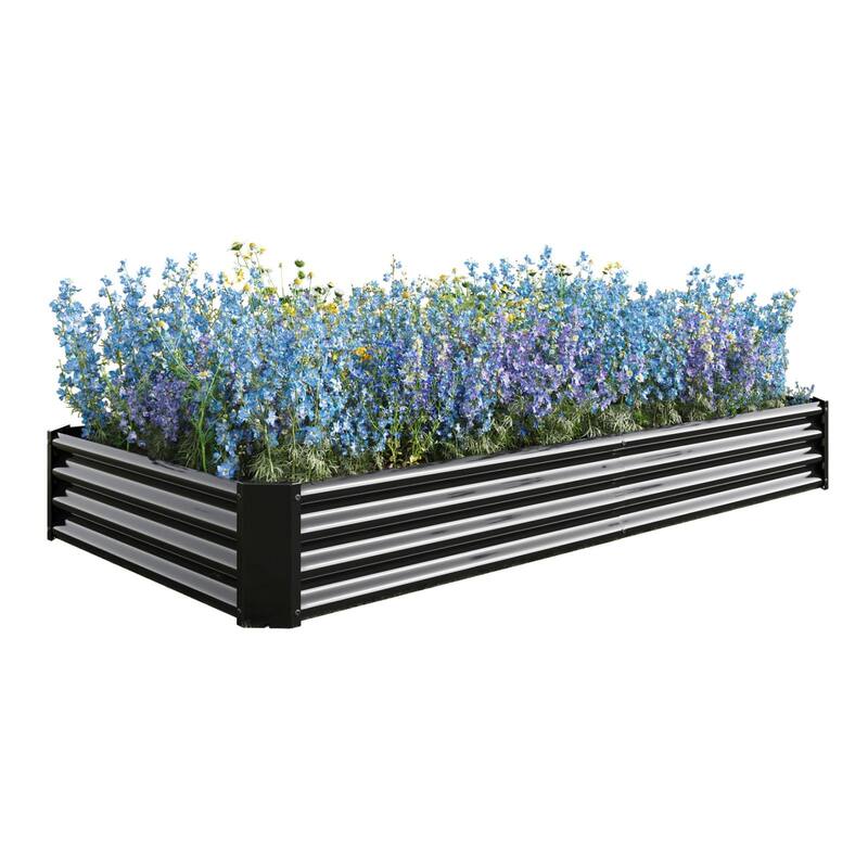Large Galvanized Metal Raised Garden Bed Open Bottom Rust-Resistant