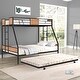 preview thumbnail 2 of 11, Black Twin over Full Metal Bunk Bed with Trundle and Safety Guardrail