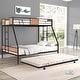 preview thumbnail 1 of 16, Metal Bunk Bed Twin over Full Size with Trundle for 3, Heavy-duty Metal Bedframe with Guard Rails,Triple Metal Bunk Bed Frame Black - Full