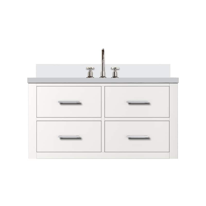Castor Bath Vanity with Cultured Marble Top, Sink and Faucet - 36 inch - White