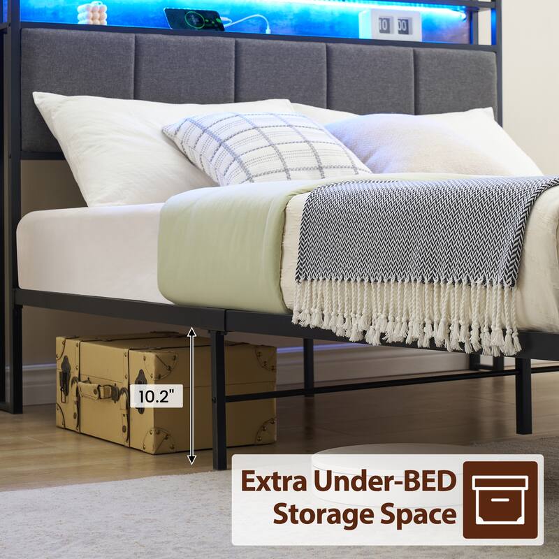 Bed Frame with Headboard and Storage Drawers