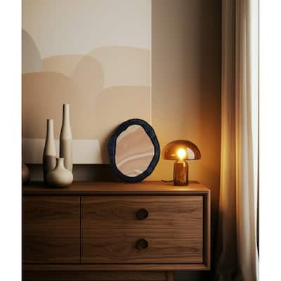 Wood Glass Frame Oval Mirror for Home Office Casual Decor - 10" Black