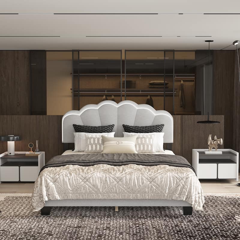 TB117 - Certified Queen Upholstered Bedroom Bed, Polyester Upholstered, Safe & Durable