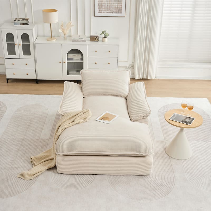 Rossetta Modern Minimalist Refined Style Multi-Functional Recliner Lounge Corduroy Comfort Sofa with Armrests, Easy Assembly - Beige