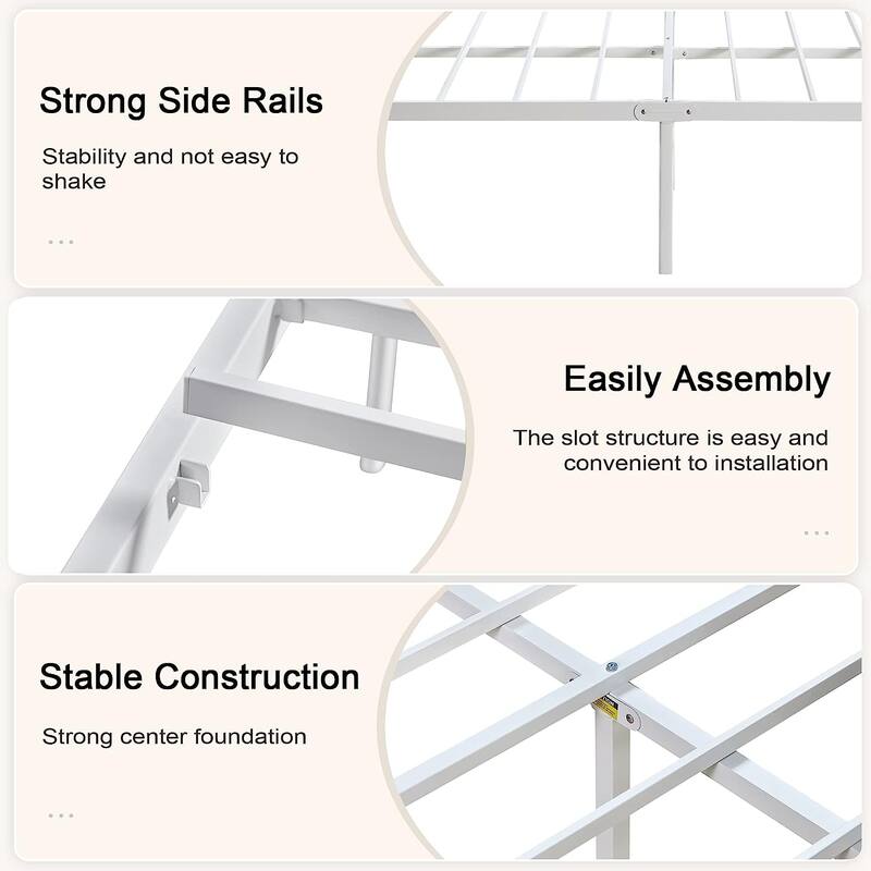 Taomika Bed Frame Twin/Full Queen Size Bed,No Box Spring Needed