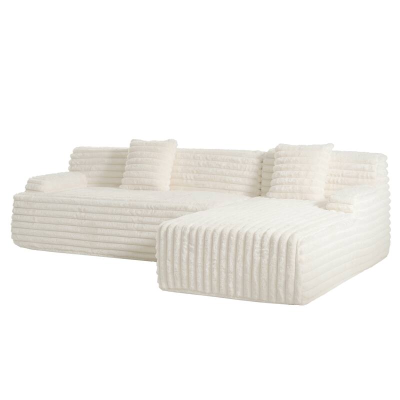 Cloud Sectional Sofa, Modern Upholstered Couch with 2 Throw Pillows, Free-Combined Sofa, Modular Sectional L Shaped Couch