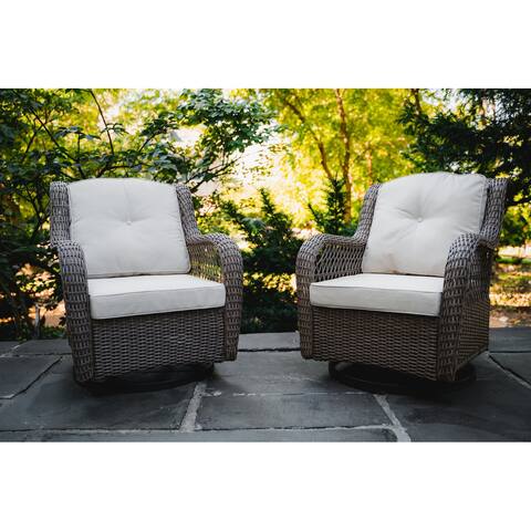 Tortuga Outdoor Rio Vista 2-piece Resin Wicker Swivel Glider Chair Set with Cushions