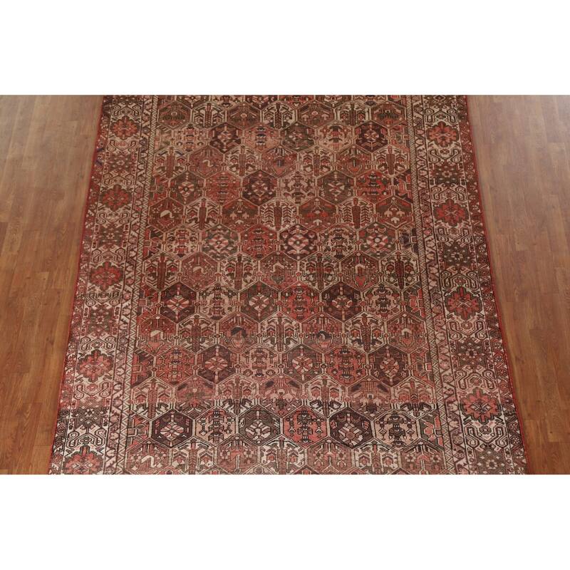 Garden Design Bakhtiari Persian Vintage Rug Hand-Knotted Wool Carpet - 6'9"x 9'11"