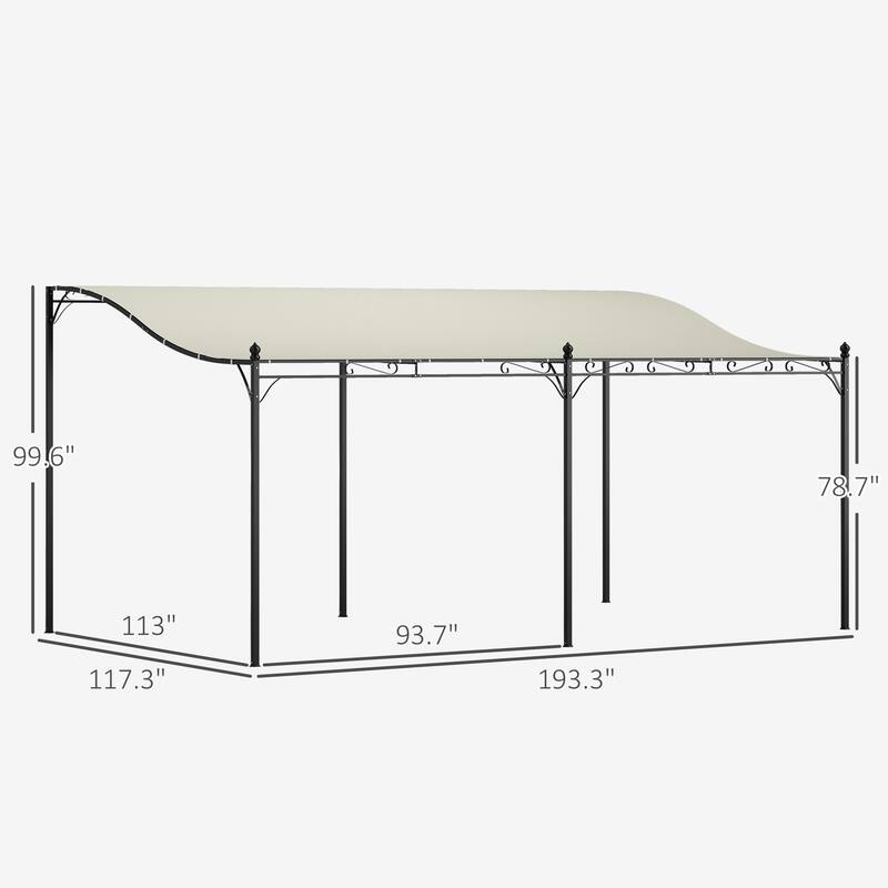 Metal Lean-To Pergola with Curved Design and Rain Protection