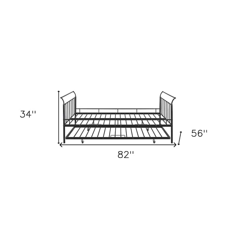 HomeRoots Black Metal Full Day Bed With Trundle