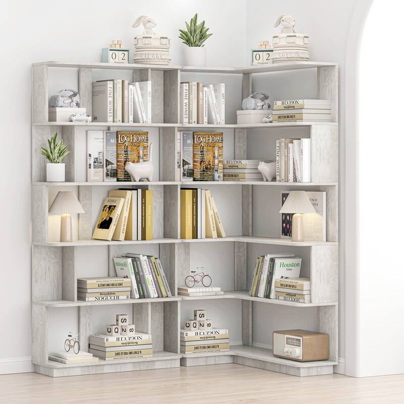 31.5"L X 64.56"H Free Combination Bookshelf Modern 5-Tier Open Storage Bookcase Mdf Wood Display Shelving, Media Storage Shelves