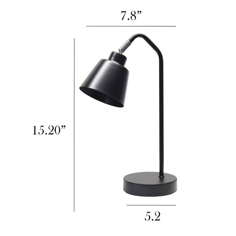 Angled Arm Desk Lamp with Adjustable Cone Shade - 16" - Black
