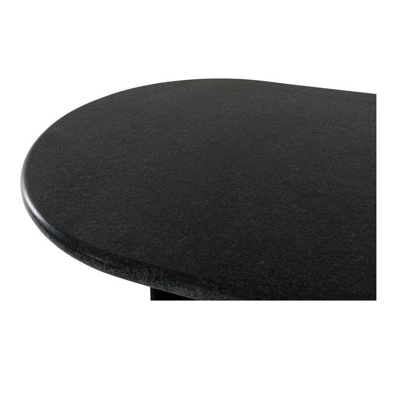 NADAAL STUDIOS Norex Sartoria Dining Table for 6, Oval Black Granite Top, Jute-Wrapped Mango Wood Base, Black Granite