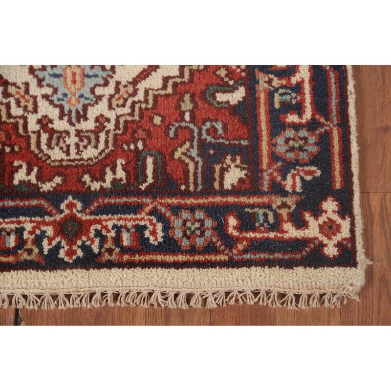 Geometric Heriz Serapi Runner Rug Hand-Knotted Wool Carpet - 2'6"x 7'11"