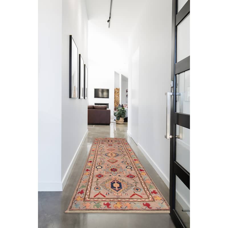 ECARPETGALLERY Hand-knotted Uzbek Ghazni Taupe Wool Rug - 2'5 x 8'2