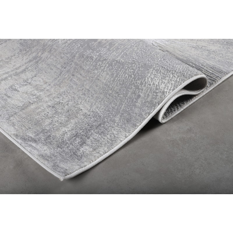 Hania Collection Grey Contemporary Abstract Area Rug