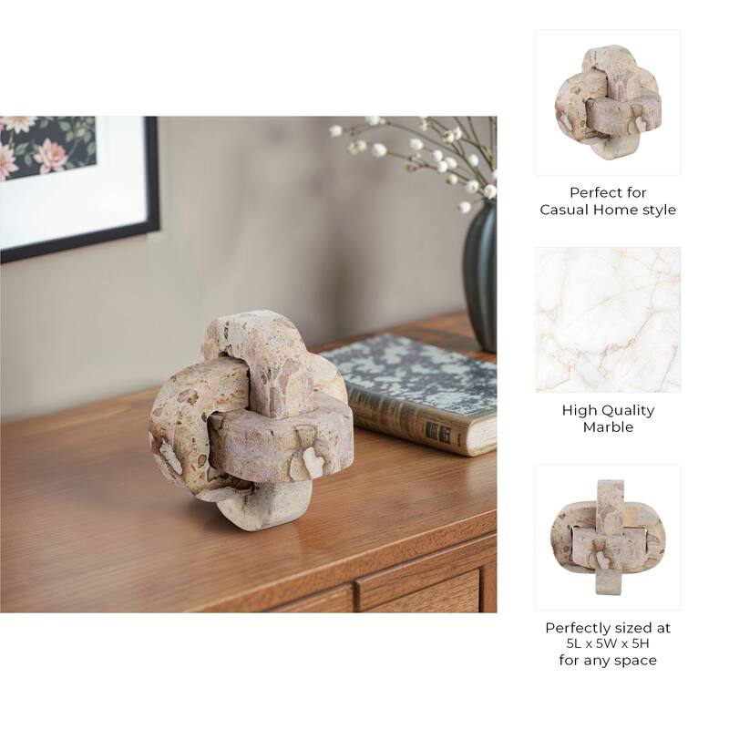 Stone Marble Decorative Object Interlocking Sculptural Form Accent