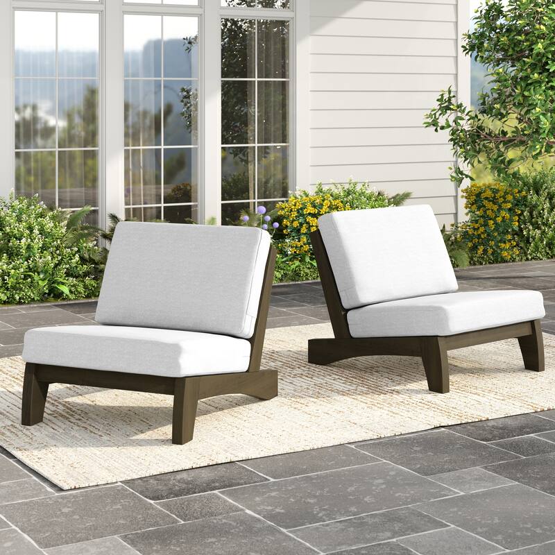 Outdoor Patio Solid Wood Chairs Loveseat Table Chat Set with Cushion