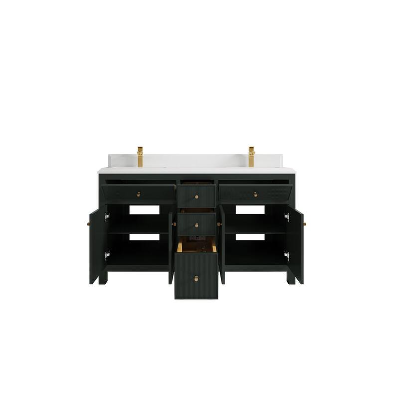 Willow Collections 60 in W x 22 in D Sonoma Free Standing Reeded Double Sink Bathroom Vanity with Countertop
