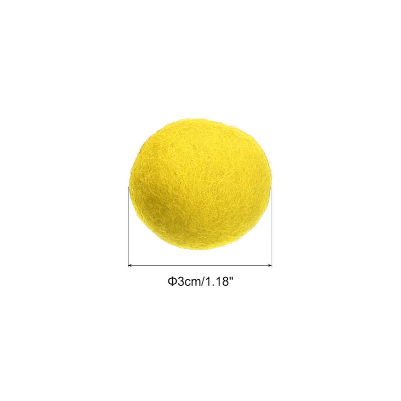 Wool Felt Balls Beads Woolen Fabric 3cm 30mm for Home Crafts 5Pcs - Yellow