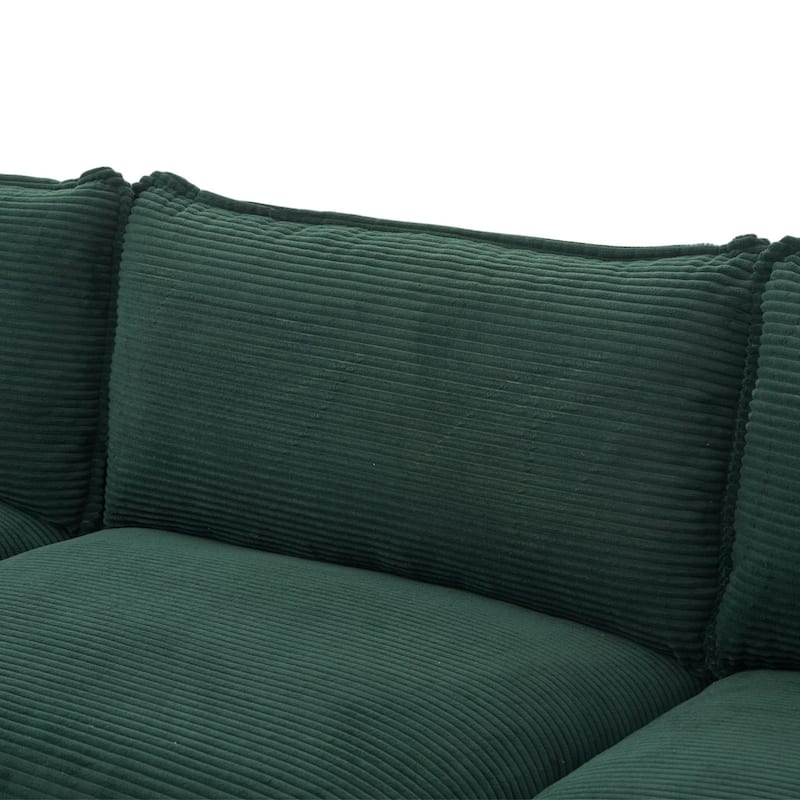 102.95" L-Shaped Corduroy Sectional Sofa with Movable Ottoman