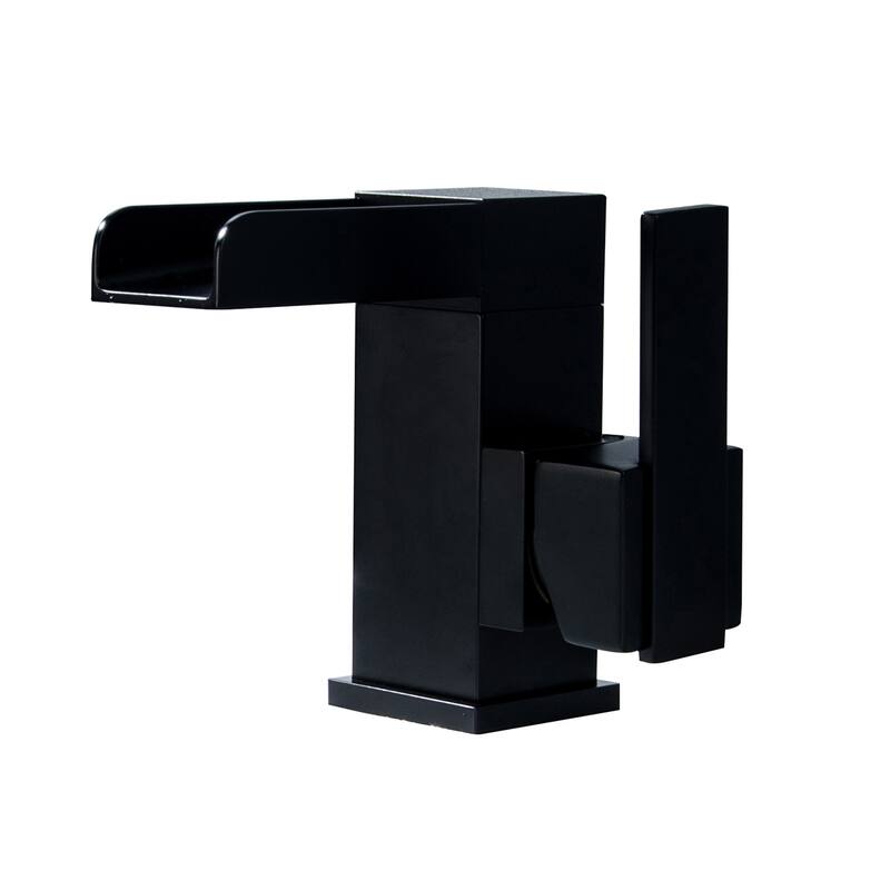 Square Waterfall Single Handle Bathroom Sink Faucet in Matte Black