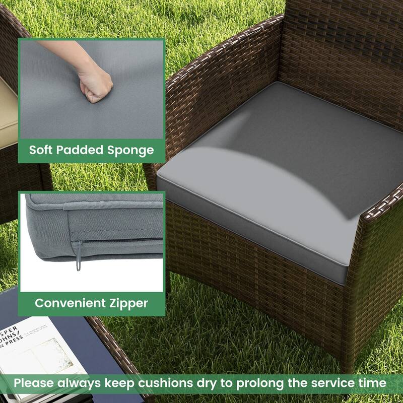 Costway 4 PCS Patio Furniture Set with Washable Cushions and Tempered - See Details