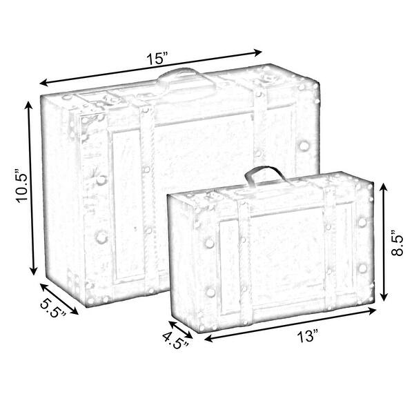 Wooden Vintage Luggage Trunks - Antique Carry on Suitcase Storage Box with Hinged Lids, Old-Fashioned Decorative Box - brown