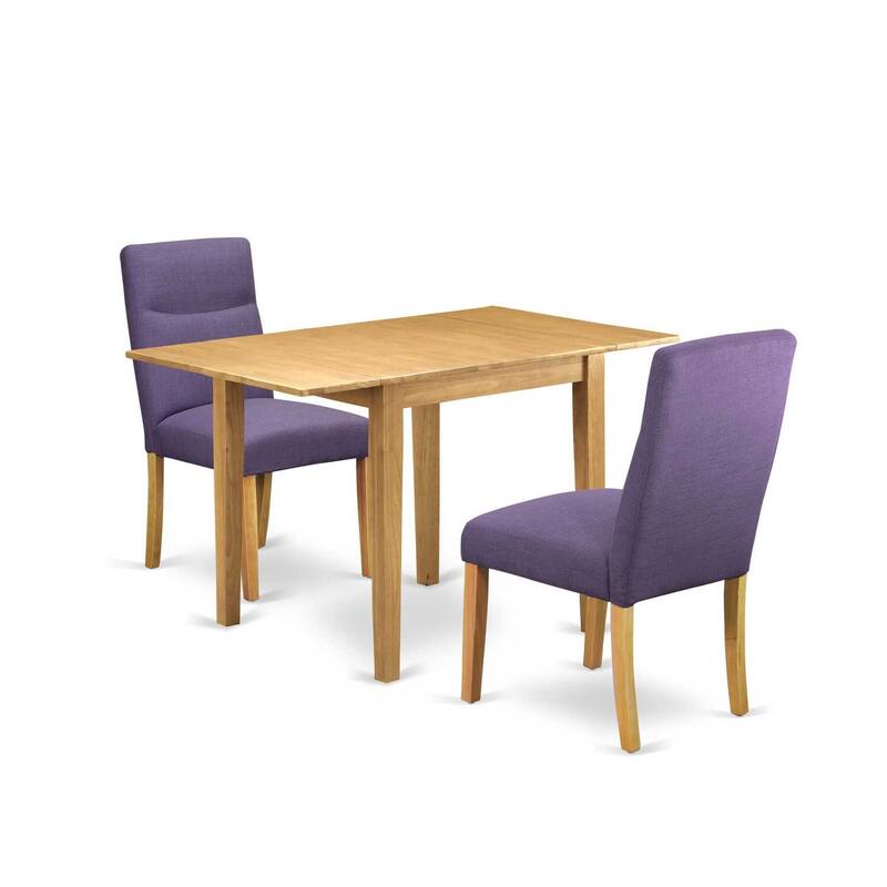 HomeStock 3-Piece Natural Brown Oak Finish Solid Wood Top Dining Table Set