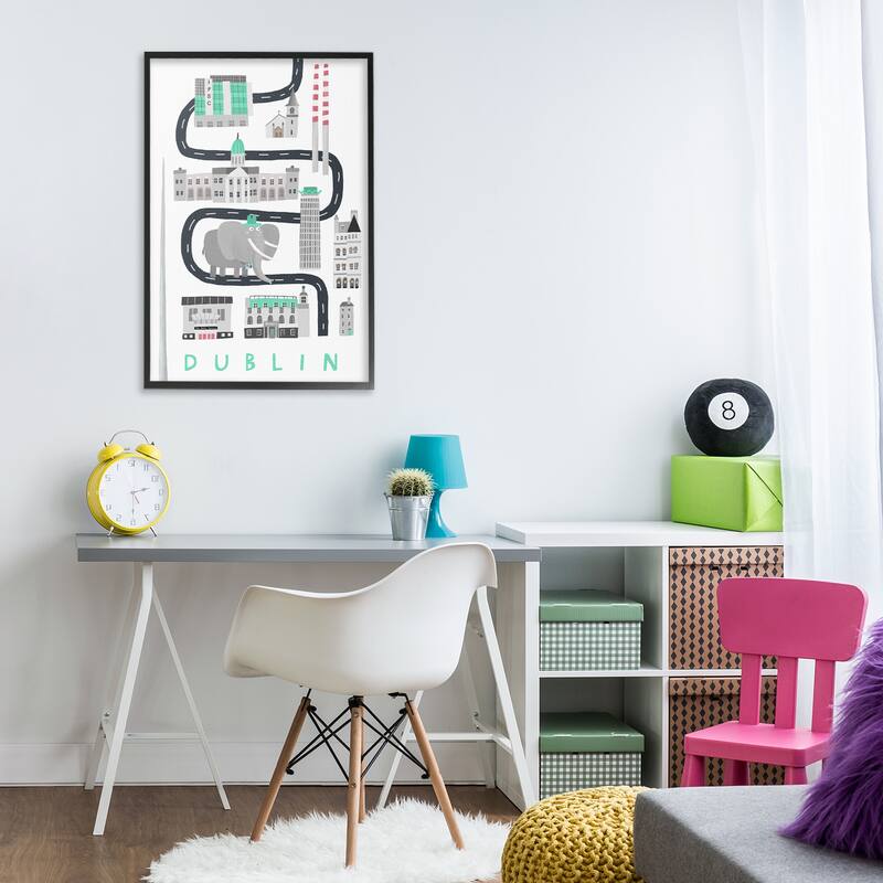 Stupell Dublin Whimsical Travel City Framed Giclee Art Design By Carla Daly