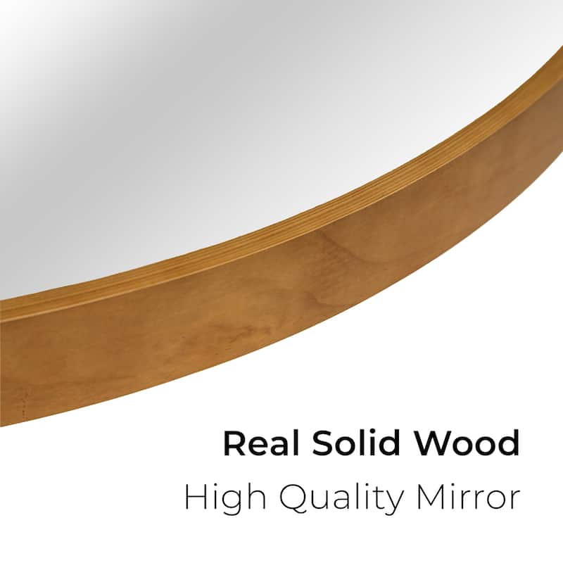 High Quality Wooden Frame Farmhouse Traditional Style Round Wall Mirror