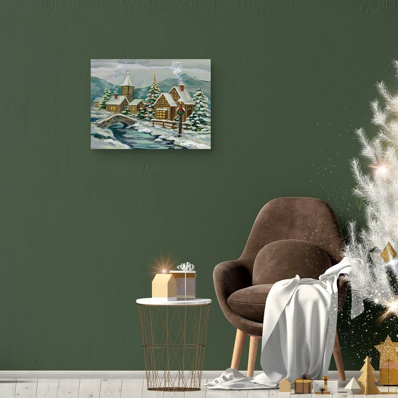 Twilight Christmas Village Canvas Art Print
