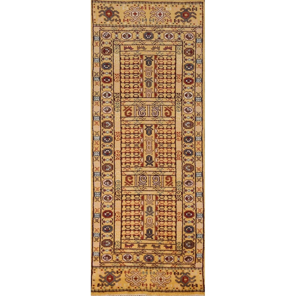 Geometric Heriz Serapi Runner Rug Traditional Handmade Wool Carpet - 2'4" x 7'8"
