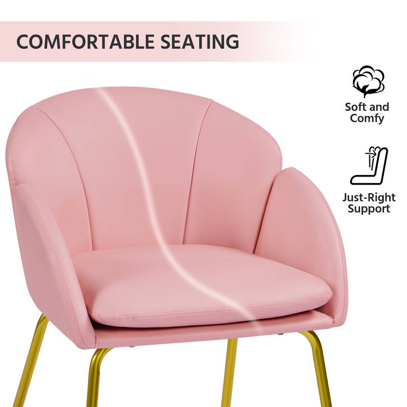 Yaheetech Flower Shape Velvet Armchair Accent Chair with Golden Metal Legs