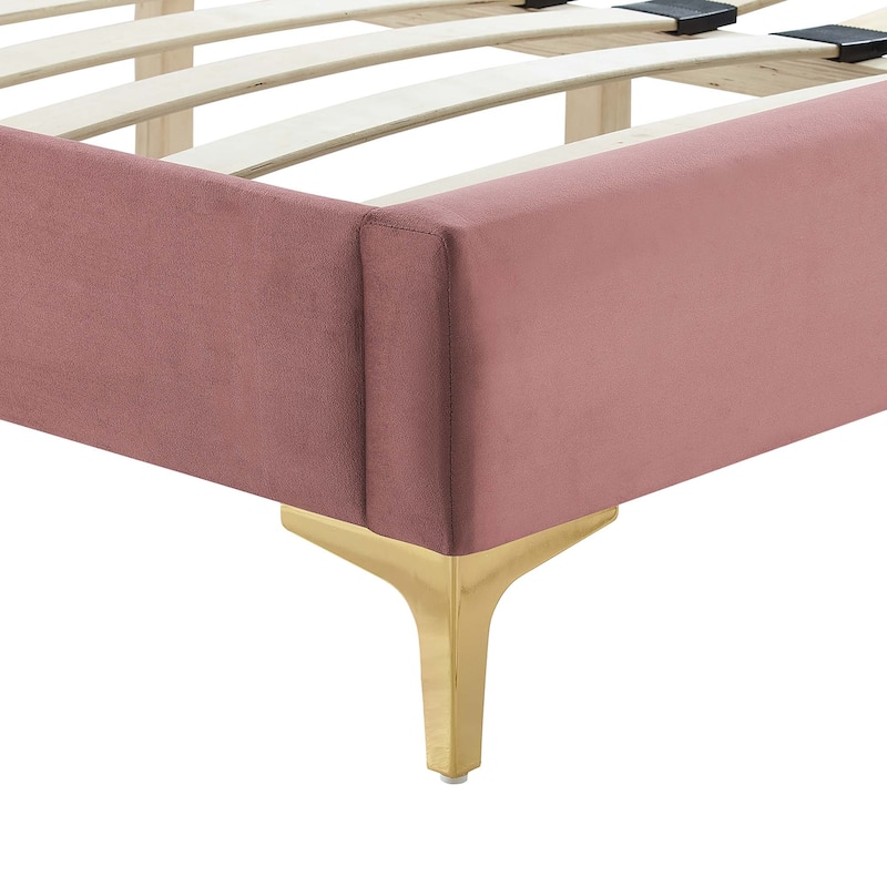 Leah Chevron Tufted Performance Velvet Full Platform Bed