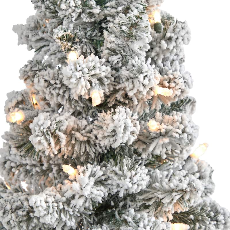 3Ft Pencil Christmas Tree with Lights - Holiday Decor, Small Space Tree, Bendable Branches, Festive Holiday Tree - White - 36