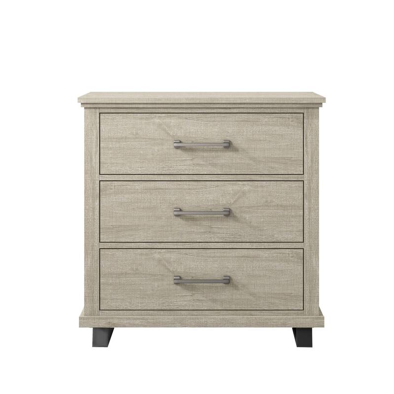 3-Drawer Nightstand with Elevated Metal Legs, Set of 2