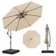 preview thumbnail 2 of 48, Gymax 10 FT Solar Offset Hanging Umbrella Patio Cantilever Umbrella w/ Beige
