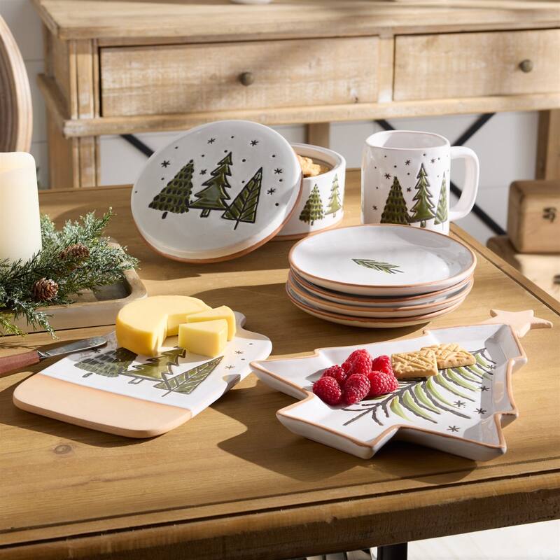 Ceramic Pine Tree Cutting Board Tray - 10.5" - Set of 4