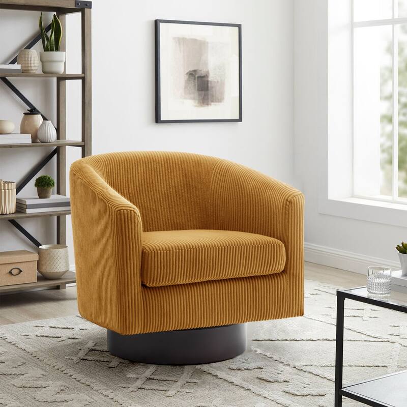Corduroy Upholstered Swivel Barrel Chair