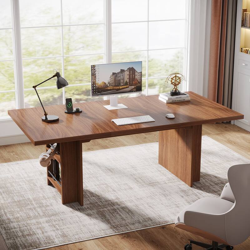 63-in Office Executive Desk, Large Computer Desk with Storage
