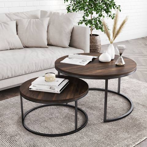 Nathan James Stella Round Nesting Coffee Table Set of 2