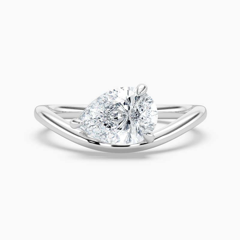 Auriya 14K Gold Lab Grown Diamond Pear Shape Curved Solitaire Engagement Ring 1.00 - 5.00ct. tw. (F-G, VS) - 4.00 carats - 5.5 - White