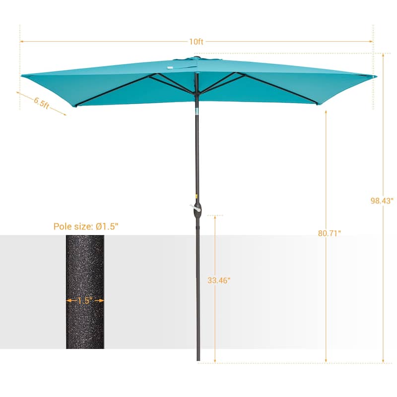 BONOSUKI Aluminum 10 x 6.5ft Patio Market Umbrella,Tilt and Crank