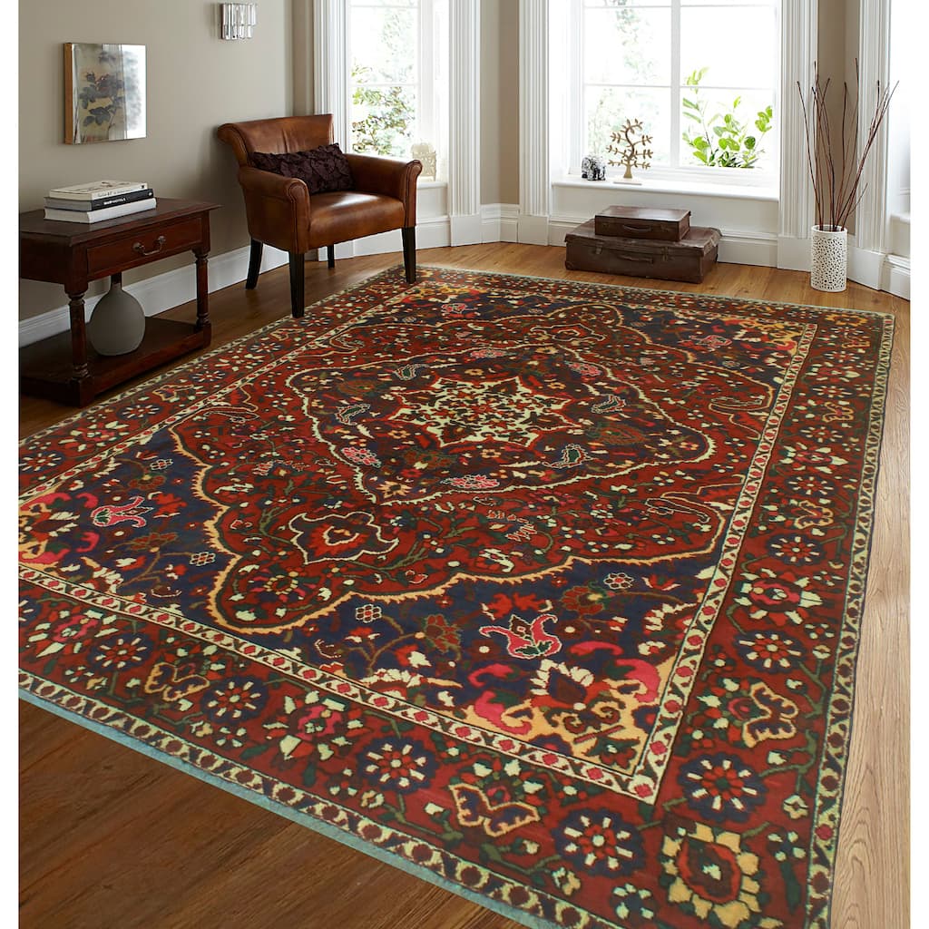 Fine Vintage Distressed Payden Red/Navy Rug - 6'8" x 9'6"